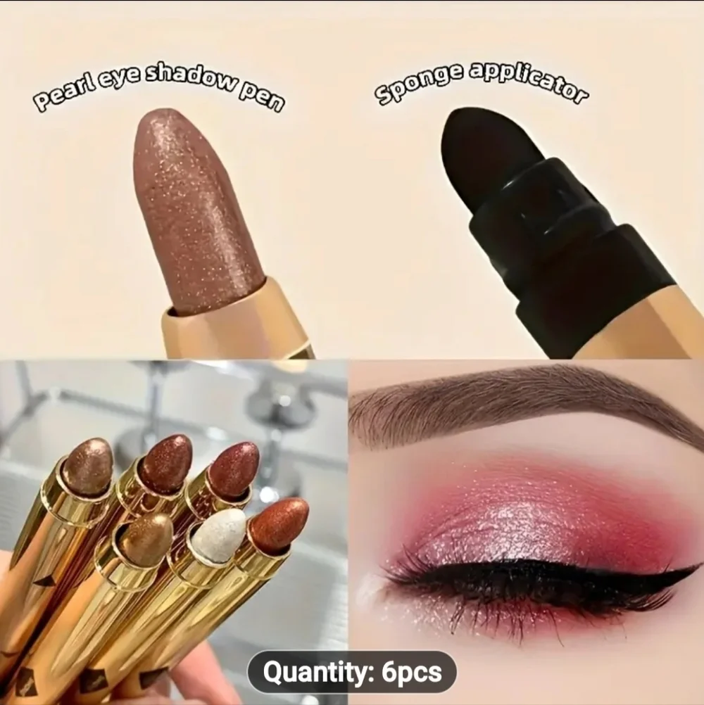 6 Pc Set Glide On Eye Shadow W/ Sponge Applicator/blender Fresh
